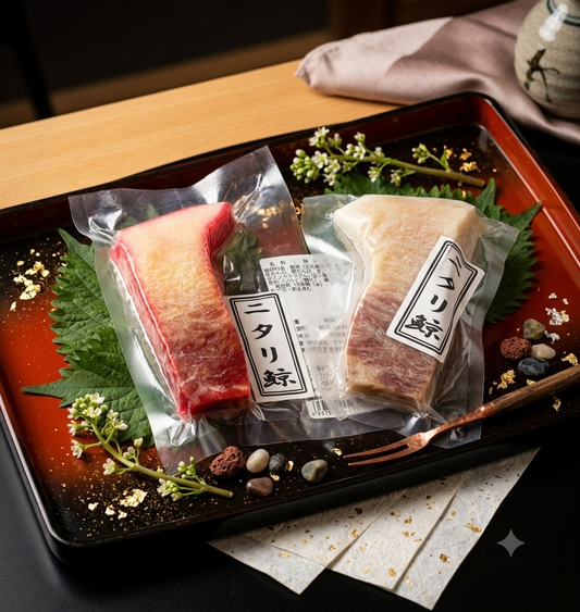 【ニタリ鯨】鯨ベーコン紅白セット 200g（各100g）｜目でも楽しむ、さっぱりシャキシャキ食感｜【神戸鯨精肉店】